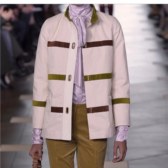 NWT Tory Burch Natural Cream Canvas and Corduroy Cadyn Coat, size 0 - Picture 2 of 8